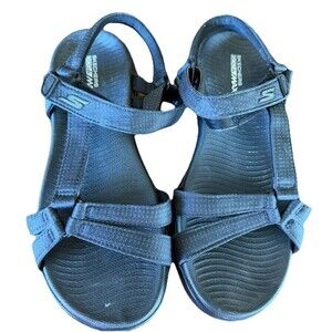 Skechers Sport Sandals Womens 7 Black Comfort Outdoor Adjustable Lightweight